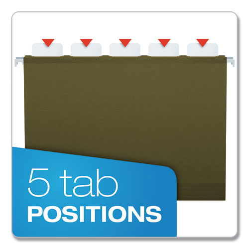 Image of Pendaflex® Ready-Tab Reinforced Hanging File Folders, Letter Size, 1/5-Cut Tabs, Standard Green, 25/Box