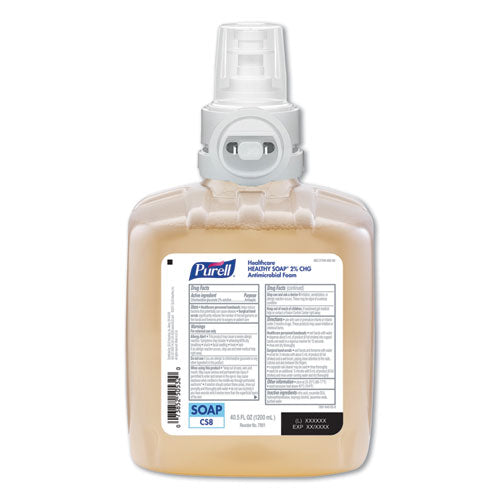 Image of PURELL® Healthy Soap 2.0% CHG Antimicrobial Foam Refill for CS8 Dispensers, Fragrance-Free, 1,200 mL, 2/Carton