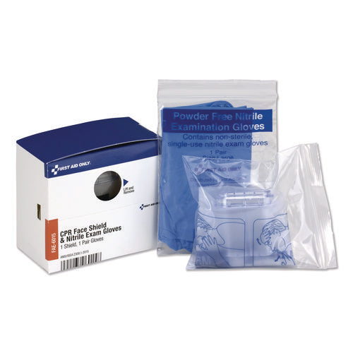Image of First Aid Only SmartCompliance Rescue Breather Face Shield with 2 Nitrile Exam Gloves, One Size Fits All