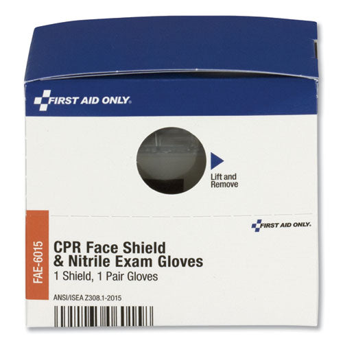 Image of First Aid Only SmartCompliance Rescue Breather Face Shield with 2 Nitrile Exam Gloves, One Size Fits All