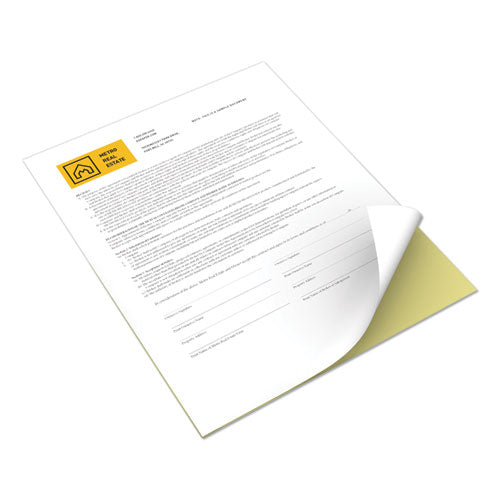 Image of xerox Revolution Digital Carbonless Paper, 2-Part, 8.5 x 11, Canary/White, 5,000/Carton