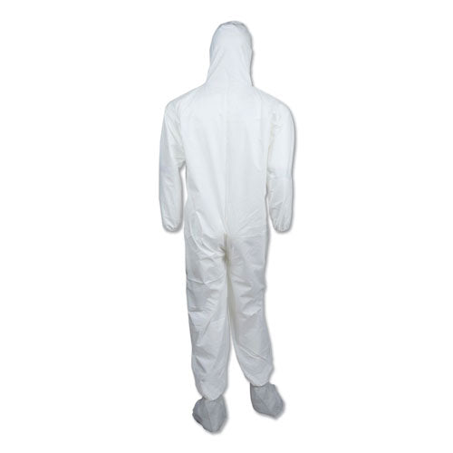 Image of KleenGuard A45 Liquid/particle Protection Surface Prep/paint Coveralls, Hood, Elastic Wrist/ankles, Boots, 4xl, White, 25/carton