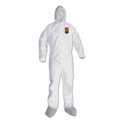 Image of KleenGuard A45 Liquid/particle Protection Surface Prep/paint Coveralls, Hood, Elastic Wrist/ankles, Boots, 4xl, White, 25/carton
