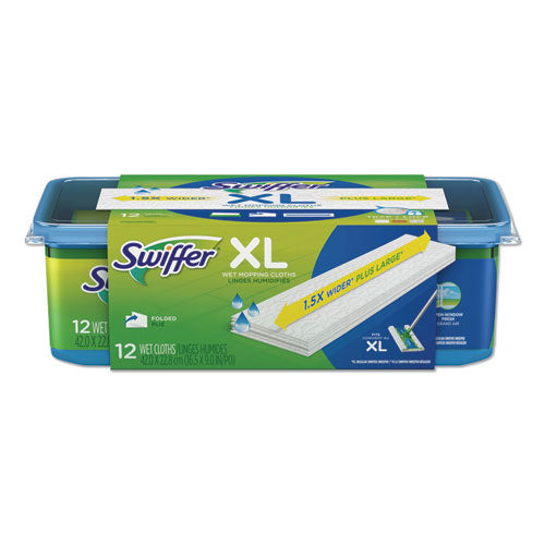 Image of Swiffer® Max/XL Wet Refill Cloths, 16.5 x 9, White, 12/Tub, 6 Tubs/Carton