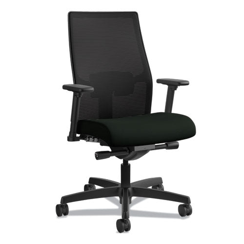 Image of HON® Ignition 2.0 4-Way Stretch Mid-Back Mesh Task Chair, Adjustable Lumbar Support, Black Seat/Back, Black Base