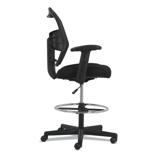 Image of HON® Prominent High-Back Task Stool, Supports Up To 250 Lb, 21" To 28.1" Seat Height, Black