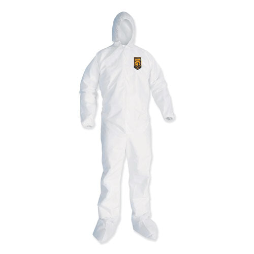 Image of KleenGuard A35 Liquid And Particle Protection Coveralls, Zipper Front, Hooded, Elastic Wrists And Ankles, 2x-Large, White, 25/carton
