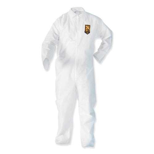Image of KleenGuard A35 Liquid And Particle Protection Coveralls, Zipper Front, Elastic Wrists And Ankles, 3x-Large, White, 25/carton