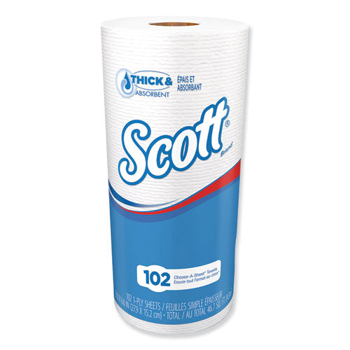 Image of Scott® Choose-A-Sheet Mega Kitchen Roll Paper Towels, 1-Ply, 4.8 x 11, White, 102/Roll, 24/Carton