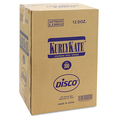 Image of Kurly Kate® Stainless Steel Scrubbers, Medium, 3.5 X 3.5, Steel Gray, 12/pack, 12 Packs/carton