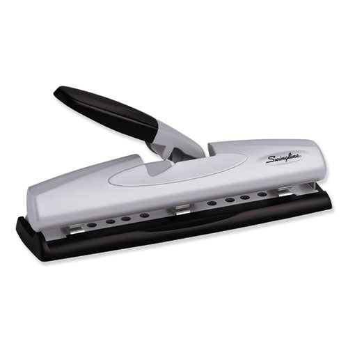 Image of Swingline® 12-Sheet Lighttouch Desktop Two- To Three-Hole Punch, 9/32" Holes, Black/silver