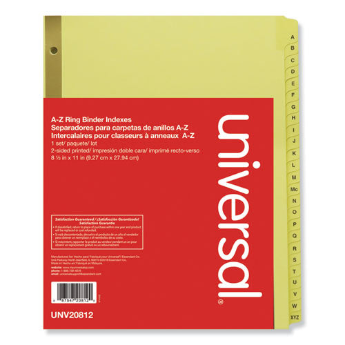 Image of Universal® Deluxe Preprinted Plastic Coated Tab Dividers With Black Printing, 25-Tab, A To Z, 11 X 8.5, Buff, 1 Set