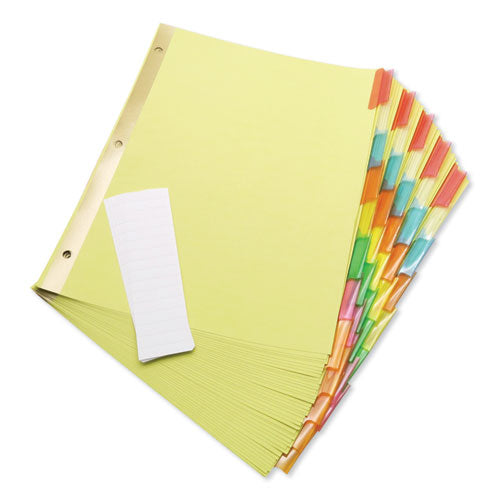 Image of Universal® Deluxe Extended Insertable Tab Indexes, 8-Tab, 11 x 8.5, Buff, Assorted Tabs, 6 Sets
