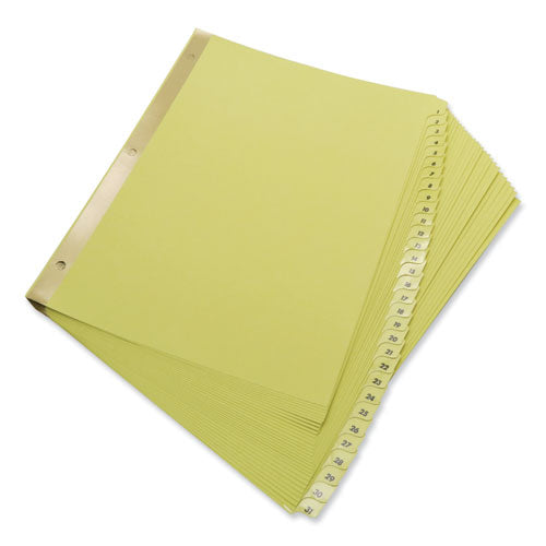 Image of Universal® Deluxe Preprinted Plastic Coated Tab Dividers With Black Printing, 31-Tab, 1 To 31, 11 X 8.5, Buff, 1 Set