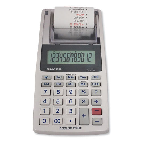 Image of Sharp® EL-1611V Printing Calculator, Black/Red Print, 2 Lines/Sec