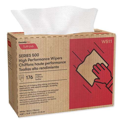 Image of Cascades PRO Tuff-Job S500 High Performance Wipers, 9.25 X 12.5, White, 176/box, 10 Box/carton