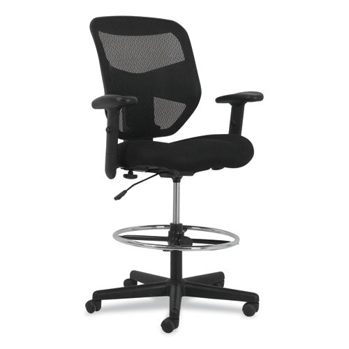 Image of HON® Prominent High-Back Task Stool, Supports Up To 250 Lb, 21" To 28.1" Seat Height, Black