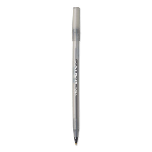 Image of BIC® Round Stic Xtra Life Ballpoint Pen Xtra Value Pack, Stick, Medium 1 mm, Black Ink, Translucent Frost Barrel, 240/Carton