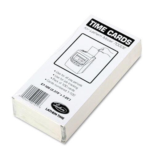 Image of Lathem® Time Time Clock Cards For Lathem Time 7000e, Two Sides, 3.5 X 7.25, 100/pack