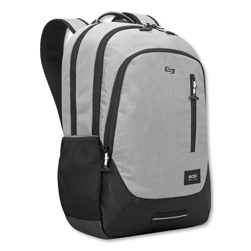 Image of Solo Region Backpack, Fits Devices Up to 15.6", Nylon/Polyester, 13 x 5 x 19, Light Gray
