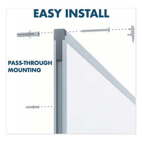 Image of Mead® Dry Erase Board with Aluminum Frame, 36" x 24", White Surface, Satin Aluminum Frame