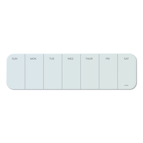 Image of U Brands Cubicle Glass Dry Erase Board, Monthly Planning/Scheduling Calendar, 20" x 5.5", White Surface