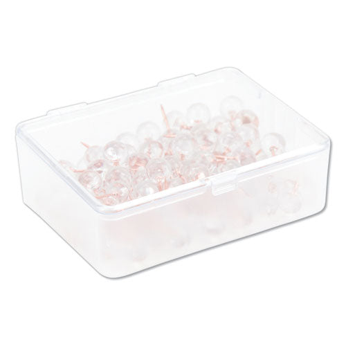 Image of U Brands Fashion Sphere Push Pins, Plastic, Clear/Rose Gold, 0.44", 100/Pack