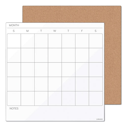 Image of U Brands Frameless Tile Board Value Pack, (1) Tan Bulletin Board, (1) White Magnetic Dry Erase Planning Board, 14" x 14"