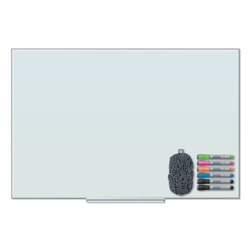 Image of U Brands Floating Glass Dry Erase Board, 36" x 24" (Actual Size: 35" x 23"), White Surface