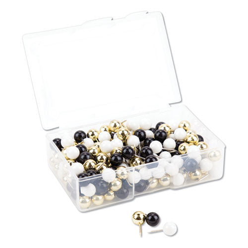 Image of U Brands Fashion Sphere Push Pins, Plastic, Assorted, 0.44", 200/Pack