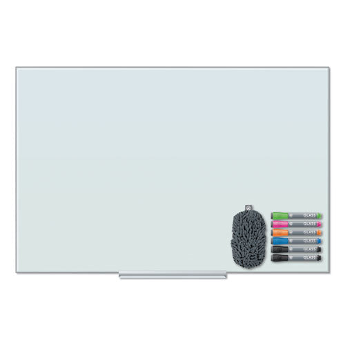 Image of U Brands Floating Glass Dry Erase Board, 48" x 36" (Actual Size: 47" x 35"), White Surface