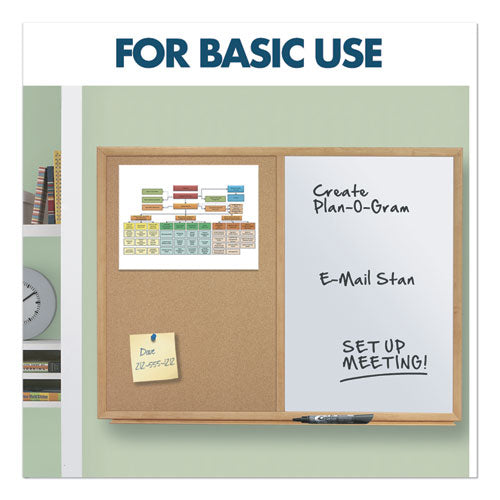 Image of Quartet® Combination Board, 48" x 36", Brown/White Surface, Oak Finished Fiberboard (MDF) Frame