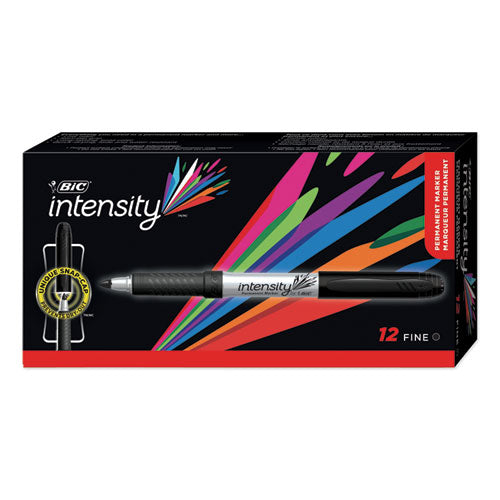 Image of BIC® Intensity Fine Tip Permanent Marker, Fine Bullet Tip, Tuxedo Black, Dozen