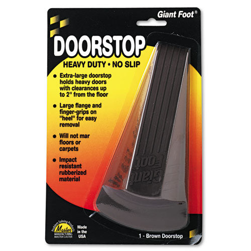 Image of Master Caster® Giant Foot Doorstop, No-Slip Rubber Wedge, 3.5w X 6.75d X 2h, Brown