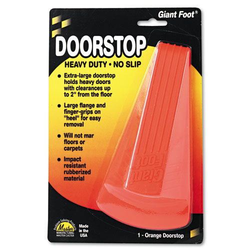 Image of Master Caster® Giant Foot Doorstop, No-Slip Rubber Wedge, 3.5w X 6.75d X 2h, Safety Orange