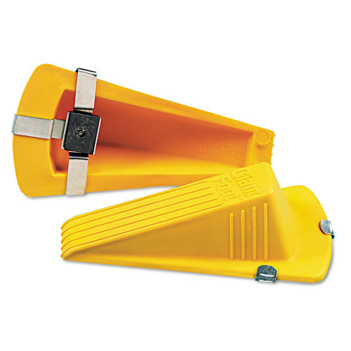 Image of Master Caster® Giant Foot Magnetic Doorstop, No-Slip Rubber Wedge, 3.5w X 6.75d X 2h, Yellow