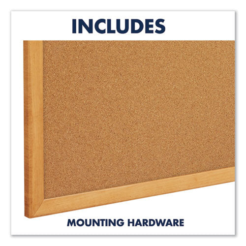 Image of Quartet® Classic Series Cork Bulletin Board, 36" x 24", Tan Surface, Oak Finished Fiberboard (MDF) Frame