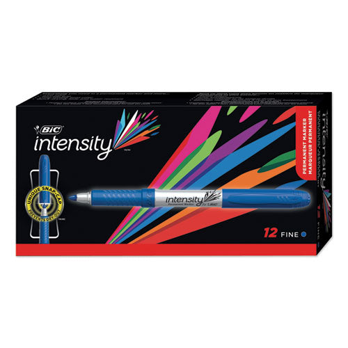 Image of BIC® Intensity Fine Tip Permanent Marker, Fine Bullet Tip, Deep Sea Blue, Dozen