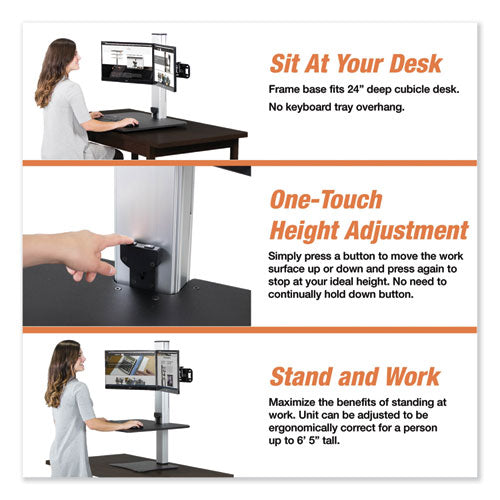 Image of Victor® High Rise Electric Dual Monitor Standing Desk Workstation, 28" X 23" X 20.25", Black/aluminum