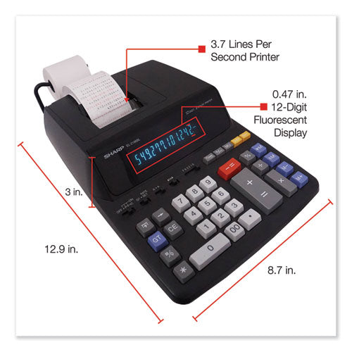 Image of Sharp® El2196bl Two-Color Printing Calculator, Black/red Print, 3.7 Lines/sec