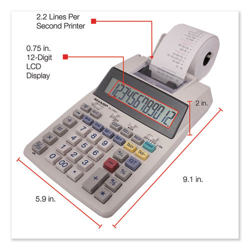 Image of Sharp® El-1750v Two-Color Printing Calculator, Black/red Print, 2 Lines/sec