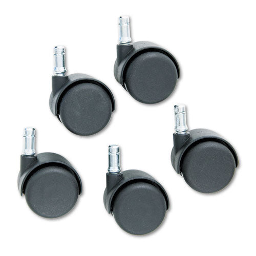 Image of Master Caster® Safety Casters, Standard Neck, Grip Ring Type B Stem, 2" Hard Nylon Wheel, Matte Black, 5/Set