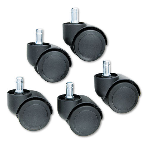 Image of Master Caster® Safety Casters, Oversized Neck, Grip Ring Type B Stem, 2" Soft Polyurethane Wheel, Matte Black, 5/Set