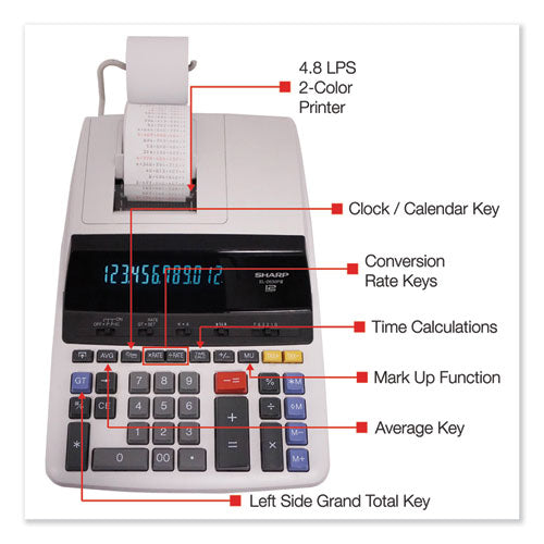Image of Sharp® El2630piii Two-Color Printing Calculator, Black/red Print, 4.8 Lines/sec