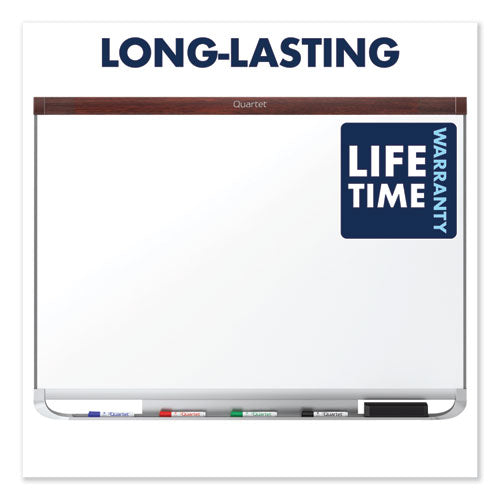 Image of Quartet® Prestige 2 DuraMax Magnetic Porcelain, 48" x 36", White Surface, Mahogany Finished Fiberboard/Plastic Frame