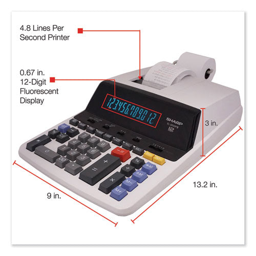 Image of Sharp® El2630piii Two-Color Printing Calculator, Black/red Print, 4.8 Lines/sec
