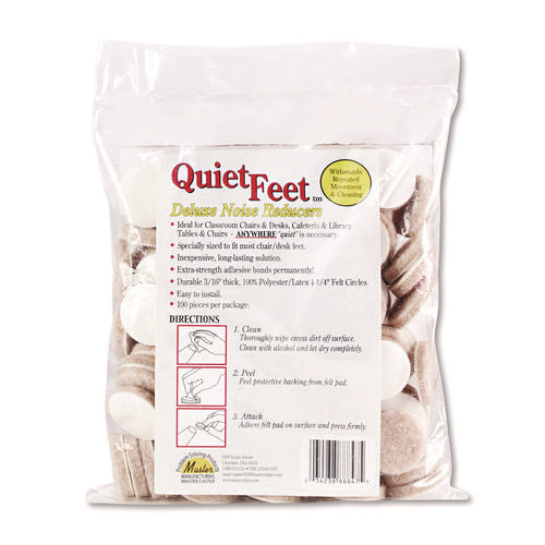 Image of Master Caster® Quiet Feet Deluxe Noise Reducers, 1.25" Dia, Circular, Beige, 100/pack