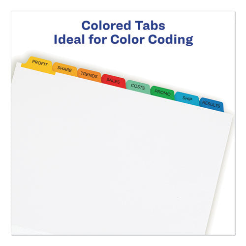Image of Avery® Print and Apply Index Maker Clear Label Dividers, 8-Tab, Color Tabs, 11 x 8.5, White, Traditional Color Tabs, 5 Sets