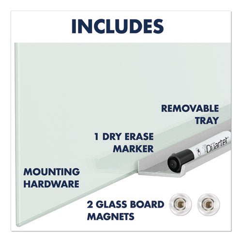 Image of Quartet® InvisaMount Magnetic Glass Marker Board, 85" x 48", White Surface