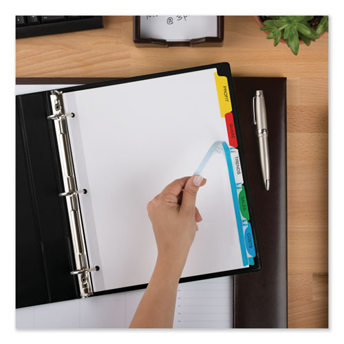 Image of Avery® Print and Apply Index Maker Clear Label Dividers, 5-Tab, Color Tabs, 11 x 8.5, White, Traditional Color Tabs, 25 Sets